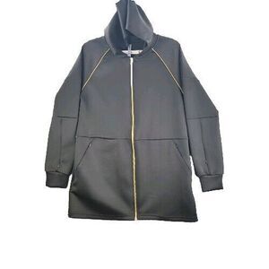 Fabletics Livia Jacket Black Gold Womens Medium Reflective‎ Trim Full Zip Hoodie